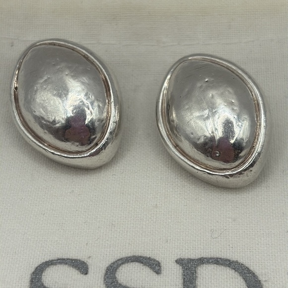 Simon Sebbag Jewelry - Simon Sebbag Gleaming Sterling Silver 925 Oval Clip On Earrings